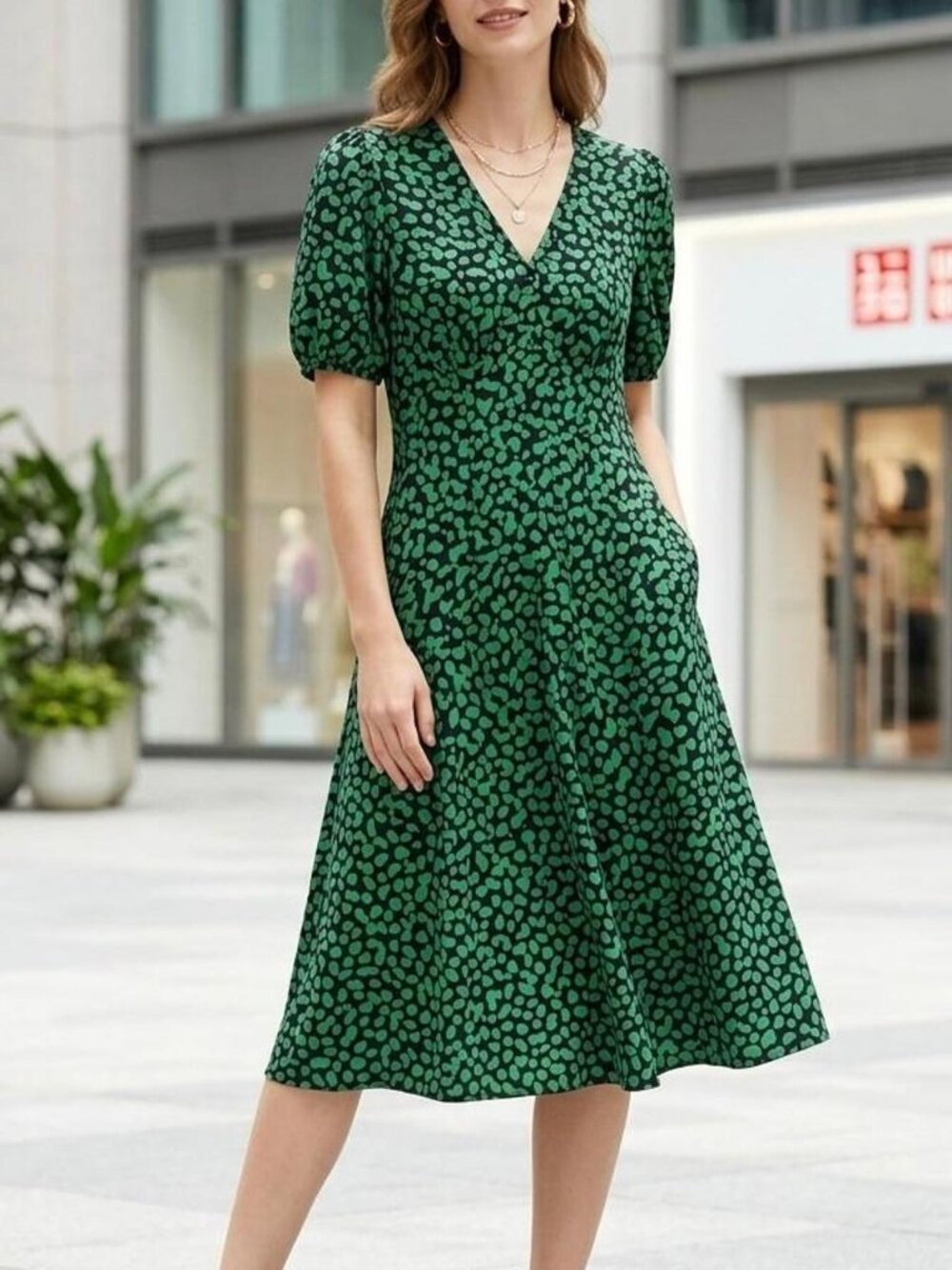 Green & Black Dress